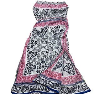 Kalypso 7 Sumba Strapless Dress Coverup, White Multi, Cotton, M